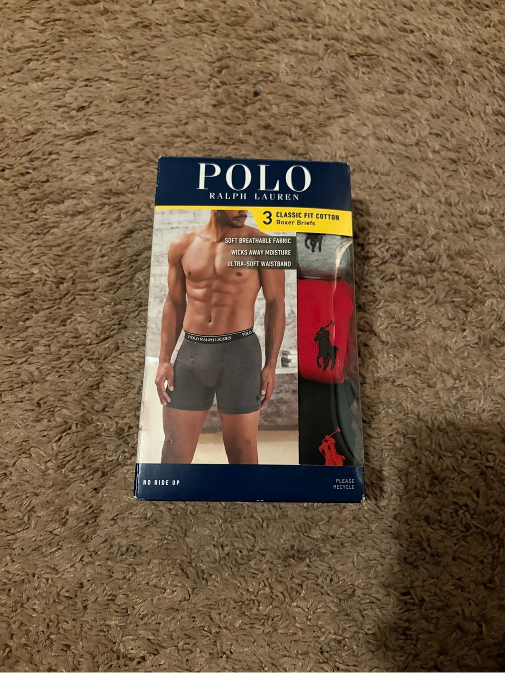 Polo by Ralph Lauren Boxer Briefs 3-Pack in Black, Gray & Red